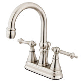 Templeton Double-Handle 3-Hole Deck Mount 4-Inch Centerset Bathroom Faucet with Brass Pop-Up