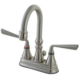 Silver Sage Double-Handle 3-Hole Deck Mount 4-Inch Centerset Bathroom Faucet with Brass Pop-Up