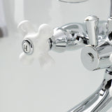 Kingston Three-Handle 2-Hole Tub Wall Mount Clawfoot Tub Faucet with Hand Shower