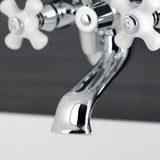 Kingston Three-Handle 2-Hole Wall Mount Clawfoot Tub Faucet with Hand Shower