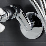 Kingston Three-Handle 2-Hole Wall Mount Clawfoot Tub Faucet with Hand Shower