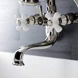 Kingston Three-Handle 2-Hole Wall Mount Clawfoot Tub Faucet with Hand Shower