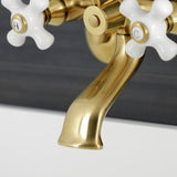 Kingston Three-Handle 2-Hole Wall Mount Clawfoot Tub Faucet with Hand Shower