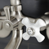 Kingston Three-Handle 2-Hole Wall Mount Clawfoot Tub Faucet with Hand Shower