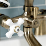 Kingston Three-Handle 2-Hole Deck Mount Clawfoot Tub Faucet with Hand Shower