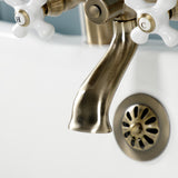 Kingston Three-Handle 2-Hole Deck Mount Clawfoot Tub Faucet with Hand Shower