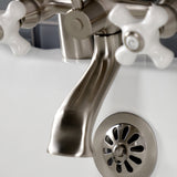 Kingston Three-Handle 2-Hole Deck Mount Clawfoot Tub Faucet with Hand Shower