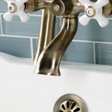 Kingston Three-Handle 2-Hole Deck Mount Clawfoot Tub Faucet with Hand Shower