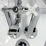 Kingston Three-Handle 2-Hole Tub Wall Mount Clawfoot Tub Faucet with Hand Shower