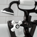 Kingston Three-Handle 2-Hole Tub Wall Mount Clawfoot Tub Faucet with Hand Shower