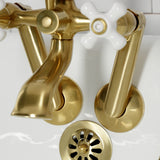 Kingston Three-Handle 2-Hole Tub Wall Mount Clawfoot Tub Faucet with Hand Shower