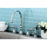 Governor Two-Handle 4-Hole Deck Mount Widespread Kitchen Faucet with Brass Sprayer