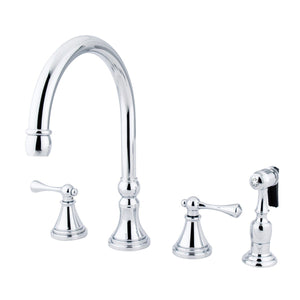 Governor Two-Handle 4-Hole Deck Mount Widespread Kitchen Faucet with Brass Sprayer