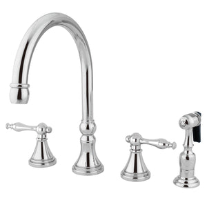 Governor Two-Handle 4-Hole Deck Mount Widespread Kitchen Faucet with Brass Sprayer