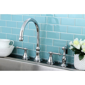 Templeton Two-Handle 4-Hole Deck Mount Widespread Kitchen Faucet with Brass Sprayer