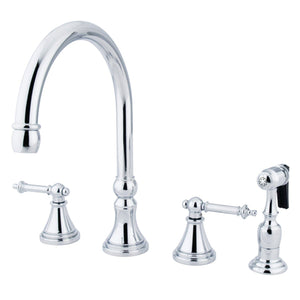 Templeton Two-Handle 4-Hole Deck Mount Widespread Kitchen Faucet with Brass Sprayer