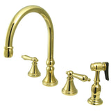 Governor Two-Handle 4-Hole Deck Mount Widespread Kitchen Faucet with Brass Sprayer