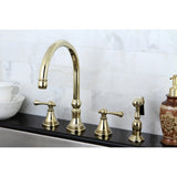 Governor Two-Handle 4-Hole Deck Mount Widespread Kitchen Faucet with Brass Sprayer