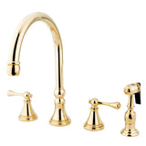 Governor Two-Handle 4-Hole Deck Mount Widespread Kitchen Faucet with Brass Sprayer