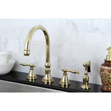 Governor Two-Handle 4-Hole Deck Mount Widespread Kitchen Faucet with Brass Sprayer