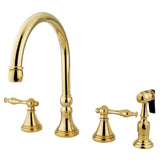 Governor Two-Handle 4-Hole Deck Mount Widespread Kitchen Faucet with Brass Sprayer