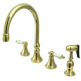 Governor Two-Handle 4-Hole Deck Mount Widespread Kitchen Faucet with Brass Sprayer