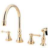 Templeton Two-Handle 4-Hole Deck Mount Widespread Kitchen Faucet with Brass Sprayer