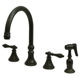 Governor Two-Handle 4-Hole Deck Mount Widespread Kitchen Faucet with Brass Sprayer