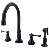 Governor Two-Handle 4-Hole Deck Mount Widespread Kitchen Faucet with Brass Sprayer