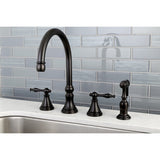 Governor Two-Handle 4-Hole Deck Mount Widespread Kitchen Faucet with Brass Sprayer