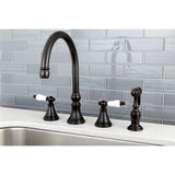 Governor Two-Handle 4-Hole Deck Mount Widespread Kitchen Faucet with Brass Sprayer