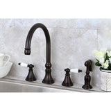 Governor Two-Handle 4-Hole Deck Mount Widespread Kitchen Faucet with Brass Sprayer