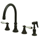 Governor Two-Handle 4-Hole Deck Mount Widespread Kitchen Faucet with Brass Sprayer