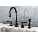 Templeton Two-Handle 4-Hole Deck Mount Widespread Kitchen Faucet with Brass Sprayer