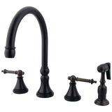 Templeton Two-Handle 4-Hole Deck Mount Widespread Kitchen Faucet with Brass Sprayer