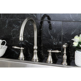 Governor Two-Handle 4-Hole Deck Mount Widespread Kitchen Faucet with Brass Sprayer