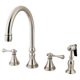 Governor Two-Handle 4-Hole Deck Mount Widespread Kitchen Faucet with Brass Sprayer