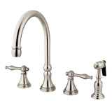 Governor Two-Handle 4-Hole Deck Mount Widespread Kitchen Faucet with Brass Sprayer