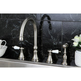 Governor Two-Handle 4-Hole Deck Mount Widespread Kitchen Faucet with Brass Sprayer