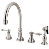 Templeton Two-Handle 4-Hole Deck Mount Widespread Kitchen Faucet with Brass Sprayer