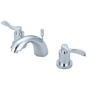 Two-Handle 3-Hole Deck Mount Mini-Widespread Bathroom Faucet with Brass Pop-Up