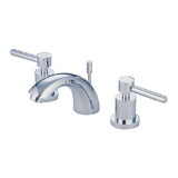 Concord Two-Handle 3-Hole Deck Mount Mini-Widespread Bathroom Faucet with Brass Pop-Up