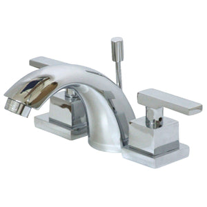 Executive Two-Handle 3-Hole Deck Mount Mini-Widespread Bathroom Faucet with Brass Pop-Up