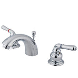 Two-Handle 3-Hole Deck Mount Mini-Widespread Bathroom Faucet with Brass Pop-Up