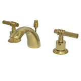 Two-Handle 3-Hole Deck Mount Mini-Widespread Bathroom Faucet with Brass Pop-Up