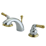 Two-Handle 3-Hole Deck Mount Mini-Widespread Bathroom Faucet with Brass Pop-Up