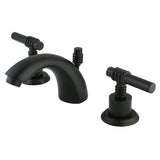 Two-Handle 3-Hole Deck Mount Mini-Widespread Bathroom Faucet with Brass Pop-Up