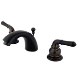 Two-Handle 3-Hole Deck Mount Mini-Widespread Bathroom Faucet with Brass Pop-Up