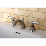 Two-Handle 3-Hole Deck Mount Mini-Widespread Bathroom Faucet with Brass Pop-Up