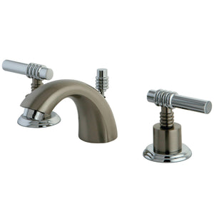 Two-Handle 3-Hole Deck Mount Mini-Widespread Bathroom Faucet with Brass Pop-Up